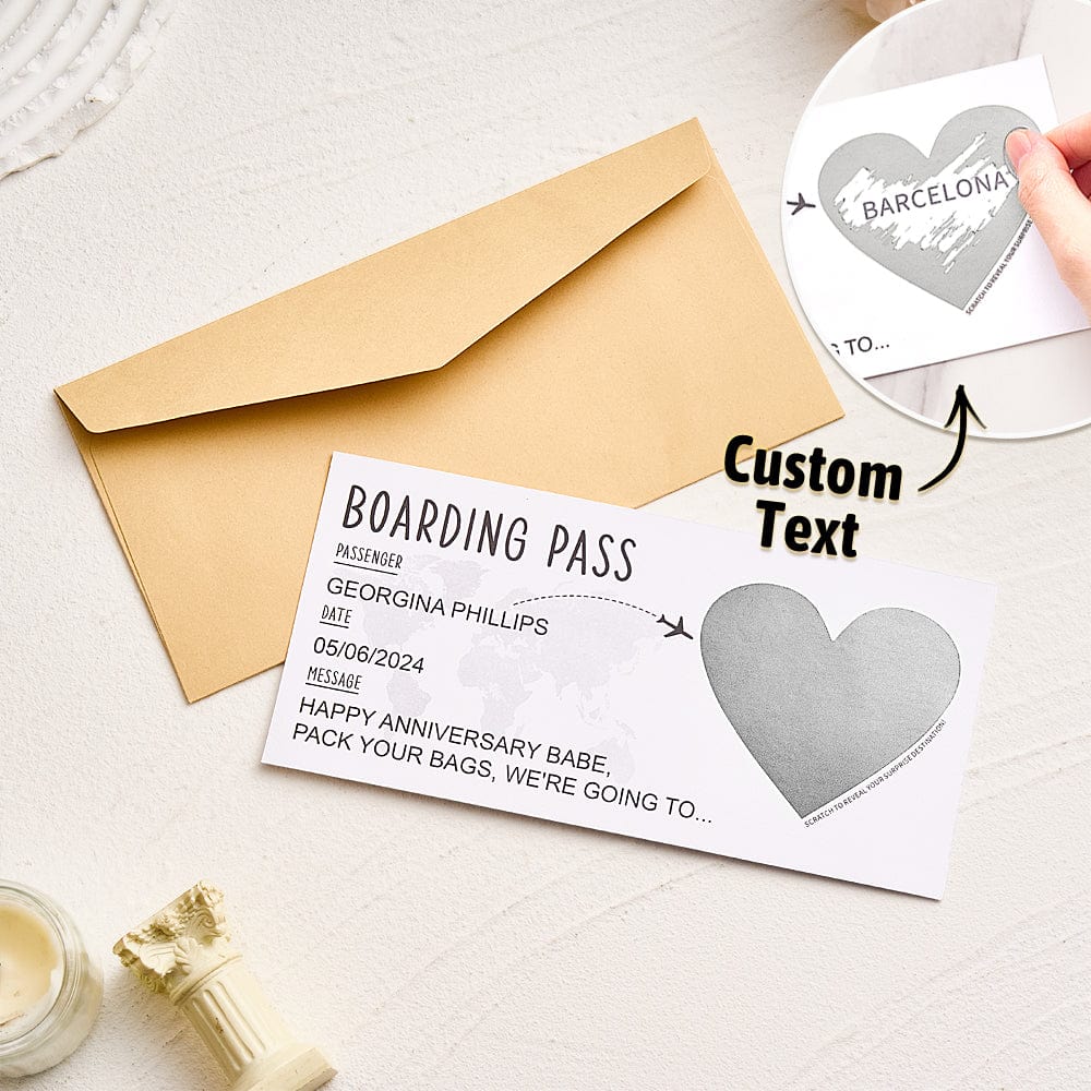 Custom Boarding Pass Scratch Reveal Card Personalized Surprise Holiday Trip Gift for Couple - Giftlab