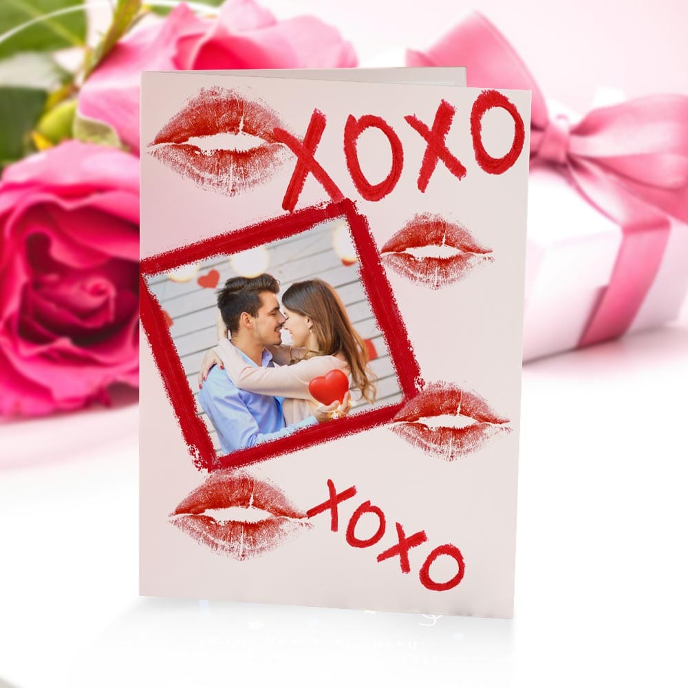 Custom Valentines Cards XOXO Photo Valentine's Day Card Gifts For Girlfriend Boyfriend - Giftlab