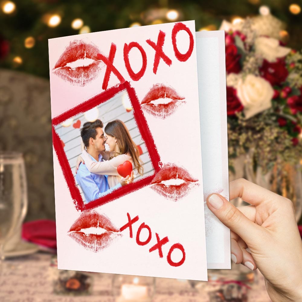 Custom Valentines Cards XOXO Photo Valentine's Day Card Gifts For Girlfriend Boyfriend - Giftlab