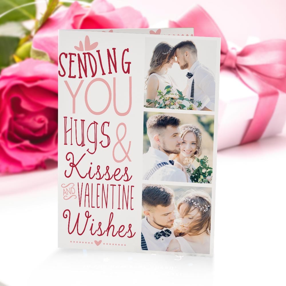 Custom Valentines Cards Hugs Kisses Photo Valentine's Day Card Gifts For Girlfriend Boyfriend - Giftlab