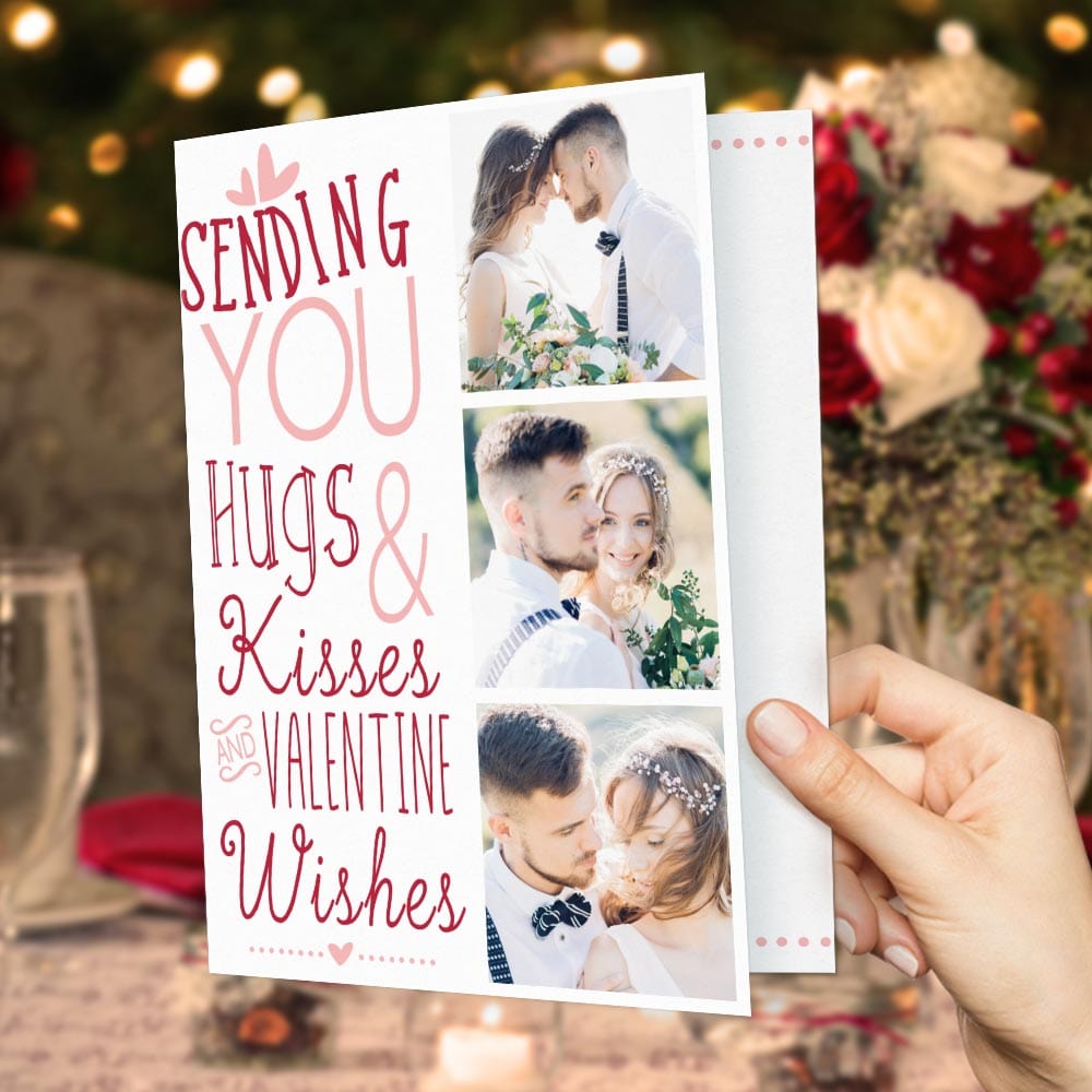 Custom Valentines Cards Hugs Kisses Photo Valentine's Day Card Gifts For Girlfriend Boyfriend - Giftlab