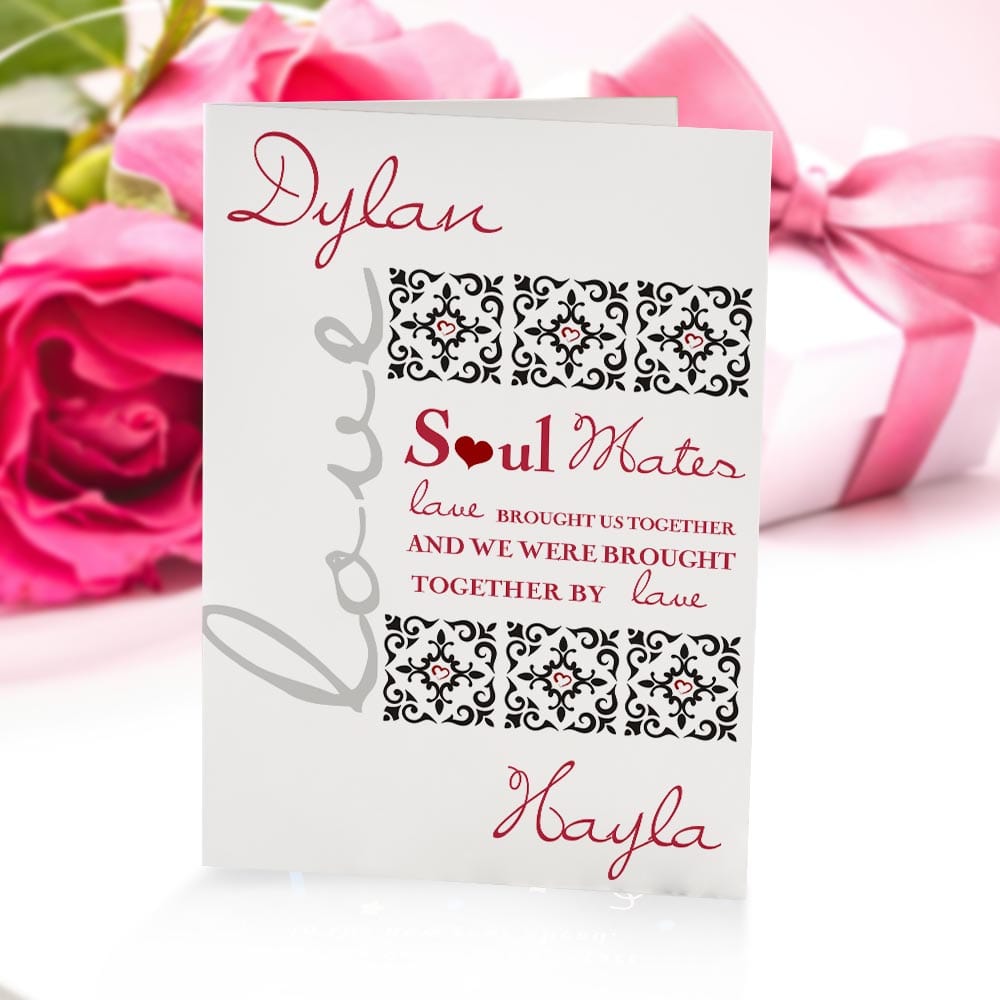 Custom Valentine's Day Card Soul Mates Greeting Card Gifts For Girlfriend Boyfriend - Giftlab