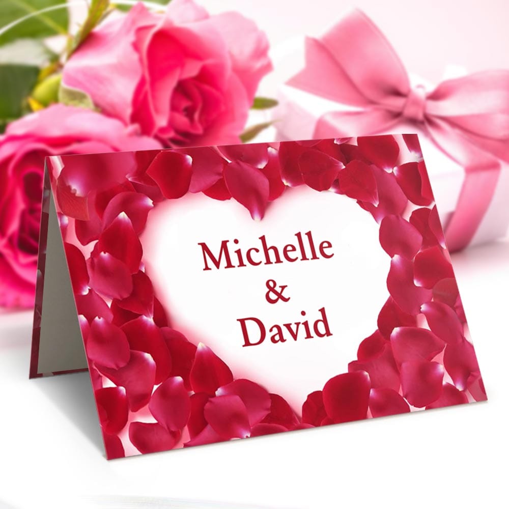 Custom Valentine's Day Card Heart Of Roses Greeting Card Gifts For Girlfriend Boyfriend - Giftlab