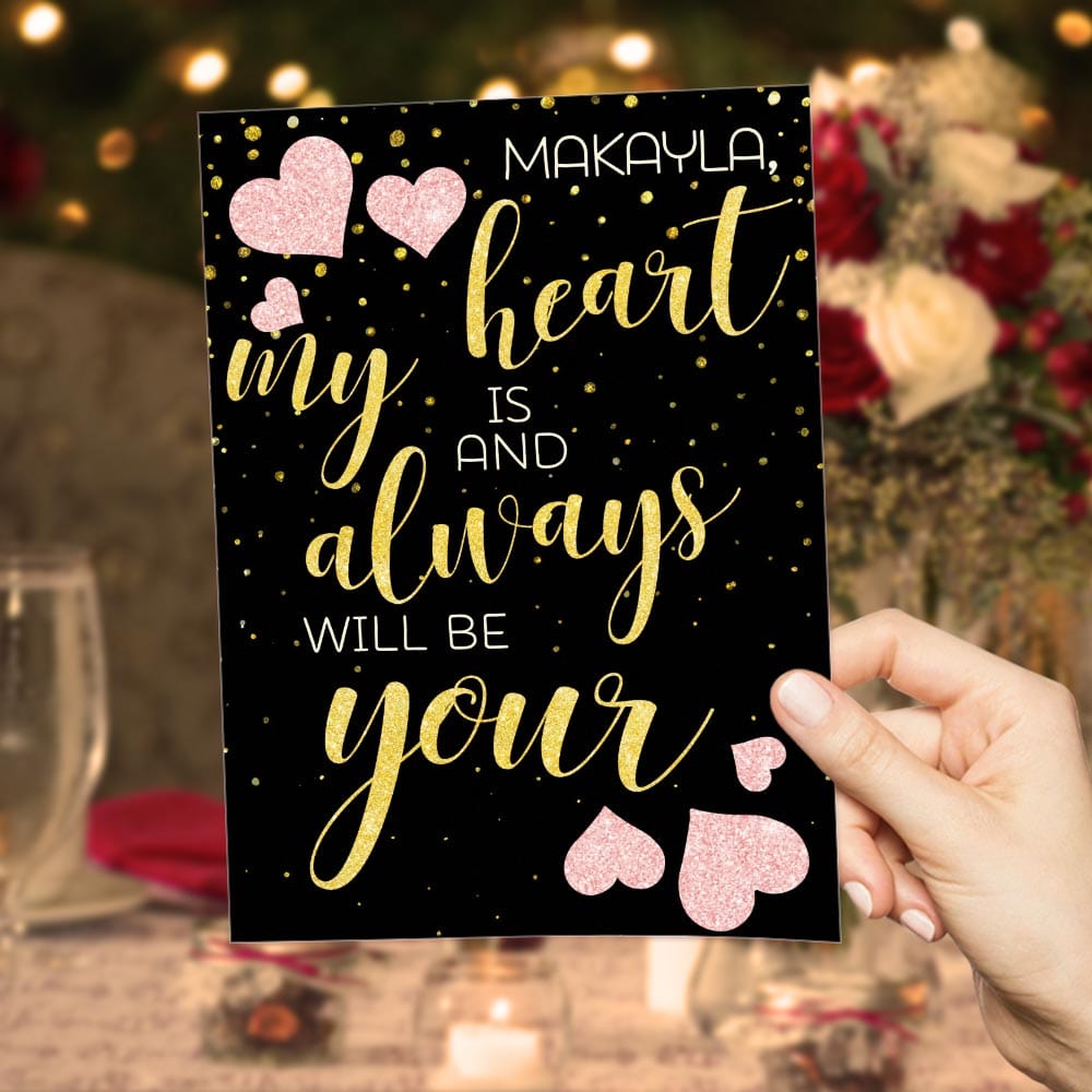 Custom Valentine's Day Card My Heart Is Greeting Card Gifts For Girlfriend Boyfriend - Giftlab