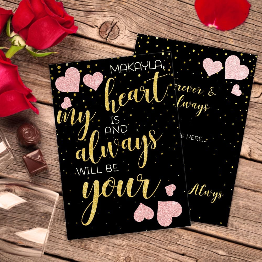 Custom Valentine's Day Card My Heart Is Greeting Card Gifts For Girlfriend Boyfriend - Giftlab