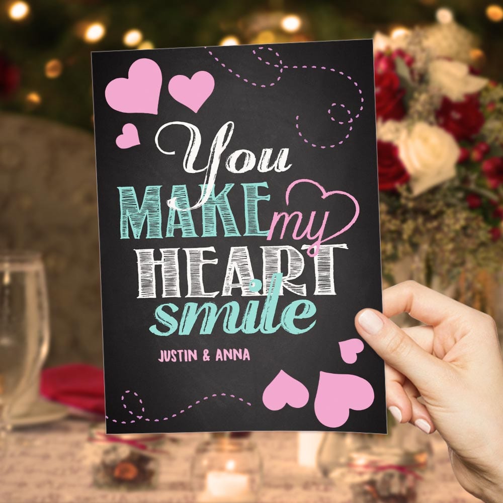 Custom Valentine's Day Card You Make My Heart Smile Greeting Card Gifts For Girlfriend Boyfriend - Giftlab