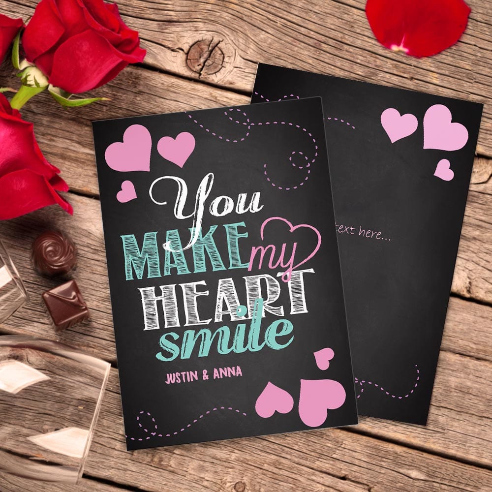 Custom Valentine's Day Card You Make My Heart Smile Greeting Card Gifts For Girlfriend Boyfriend - Giftlab