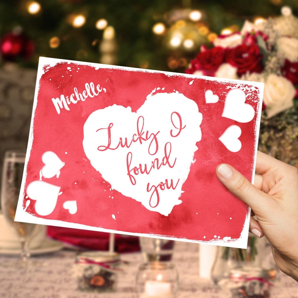 Custom Valentine's Day Card Lucky I Found You Greeting Card Gifts For Girlfriend Boyfriend - Giftlab