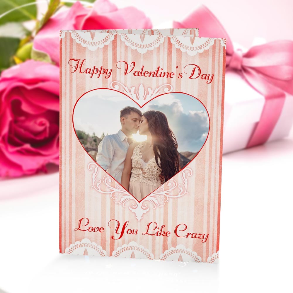 Custom Valentine's Day Card Vintage Heart Photo Greeting Card Gifts For Girlfriend Boyfriend - Giftlab