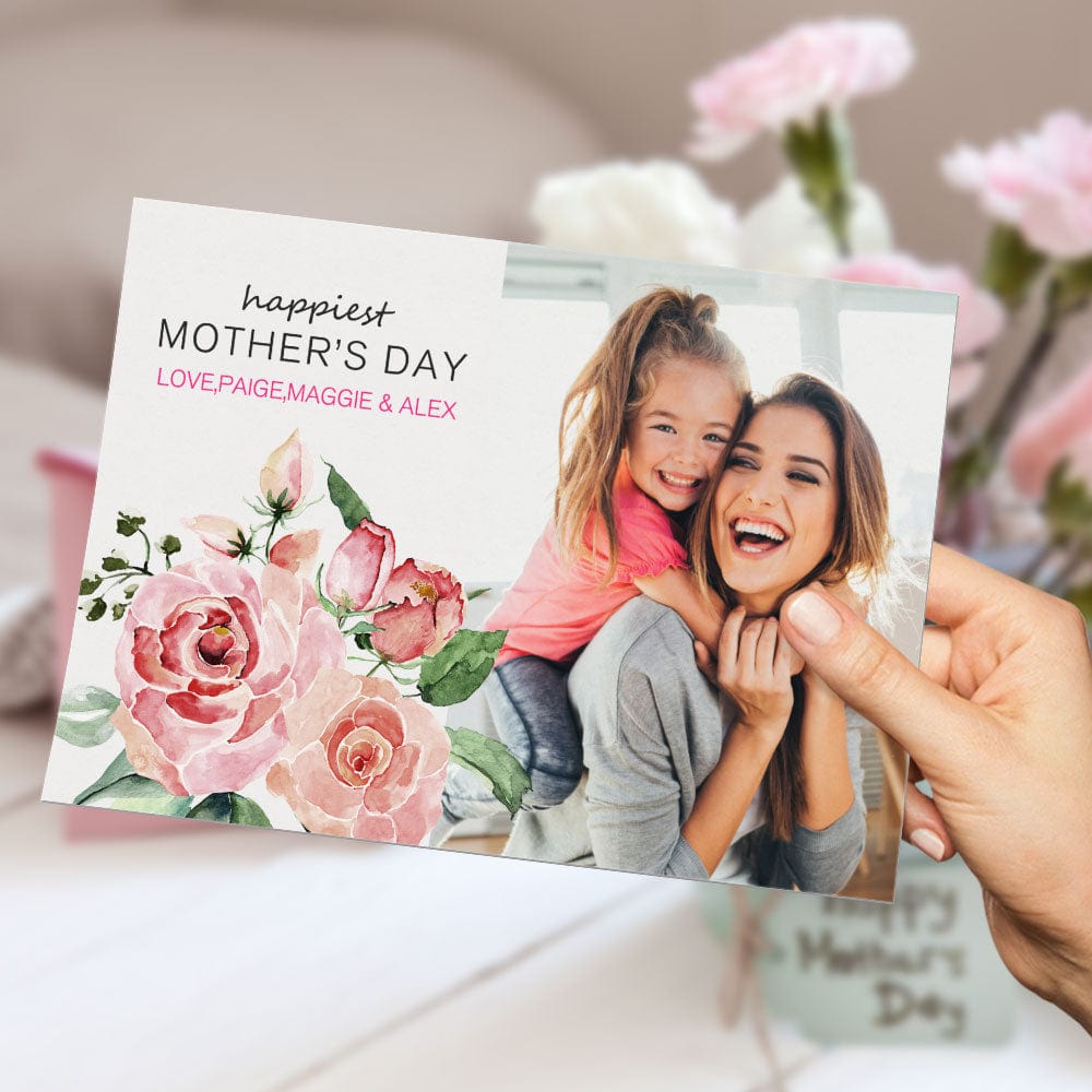 Custom Mother's Day Card Watercolor Flowers Greeting Card Gifts For Mother - Giftlab