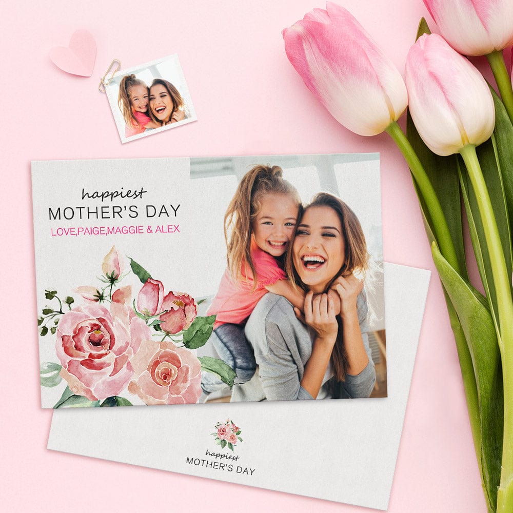 Custom Mother's Day Card Watercolor Flowers Greeting Card Gifts For Mother - Giftlab