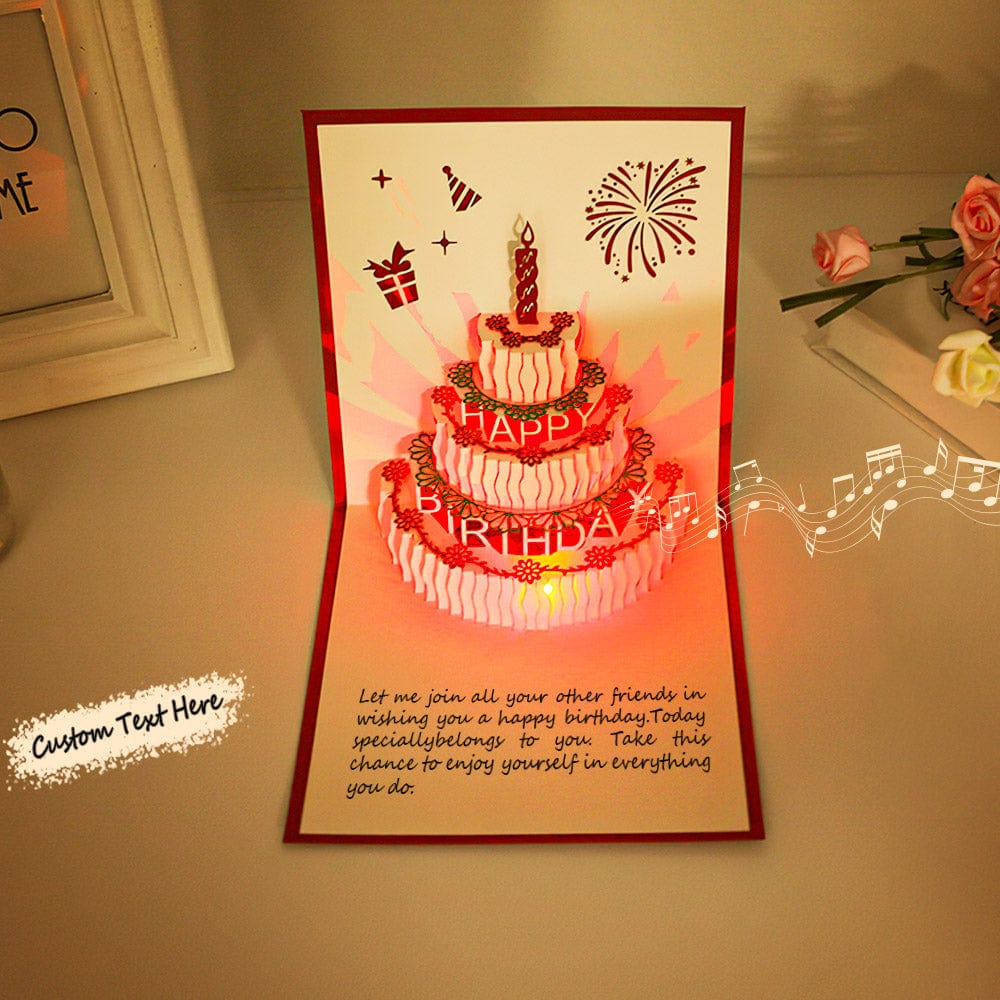 Custom Birthday Cards 3D Pop Up Cards Led Light Birthday Cake Music Greeting Cards Gifts - Giftlab