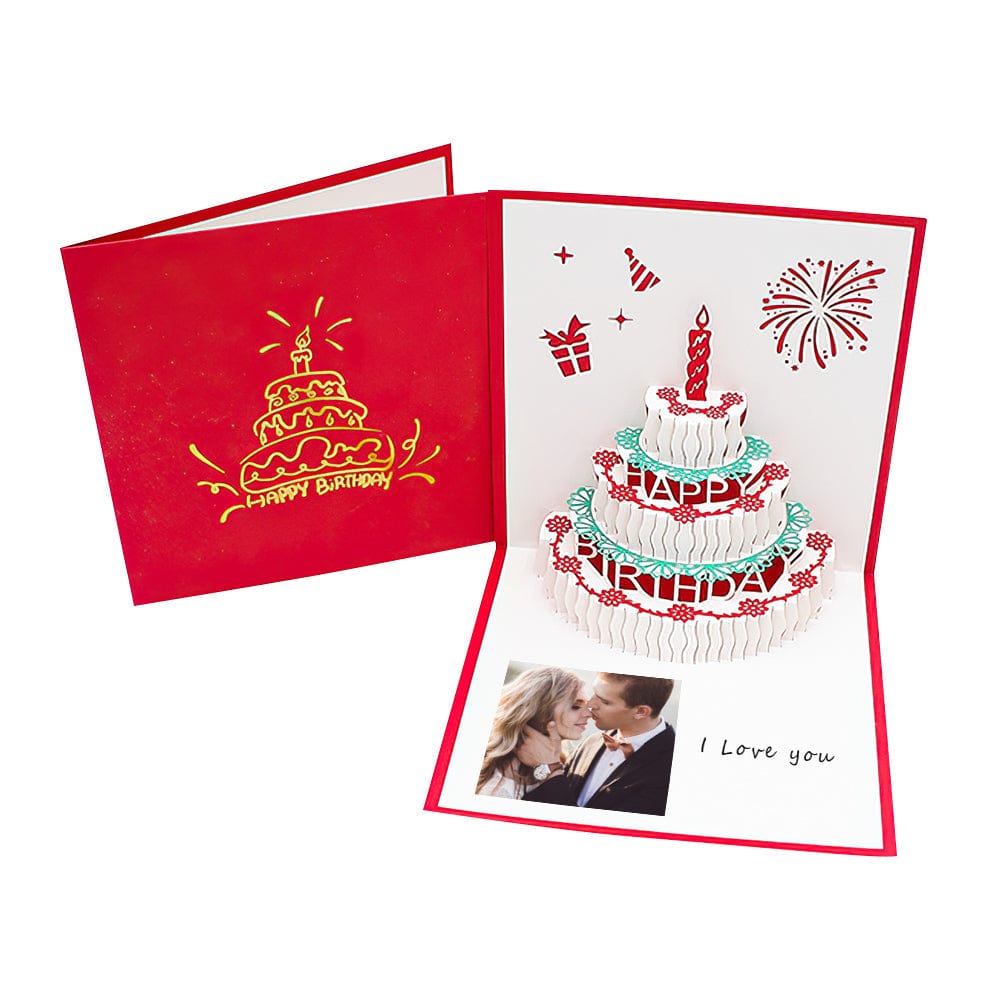 Personalized Birthday Cards with Photo 3D Pop Up Led Light Birthday Cake Music Cards Gifts - Giftlab