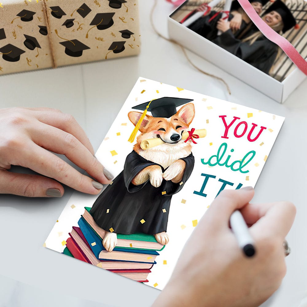 Cute Corgi Graduation Card You Did It Card Graduation Gift for Her - Giftlab