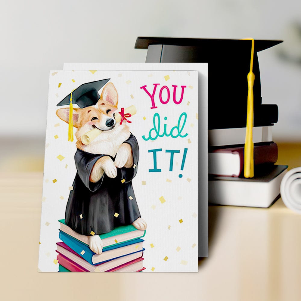 Cute Corgi Graduation Card You Did It Card Graduation Gift for Her - Giftlab