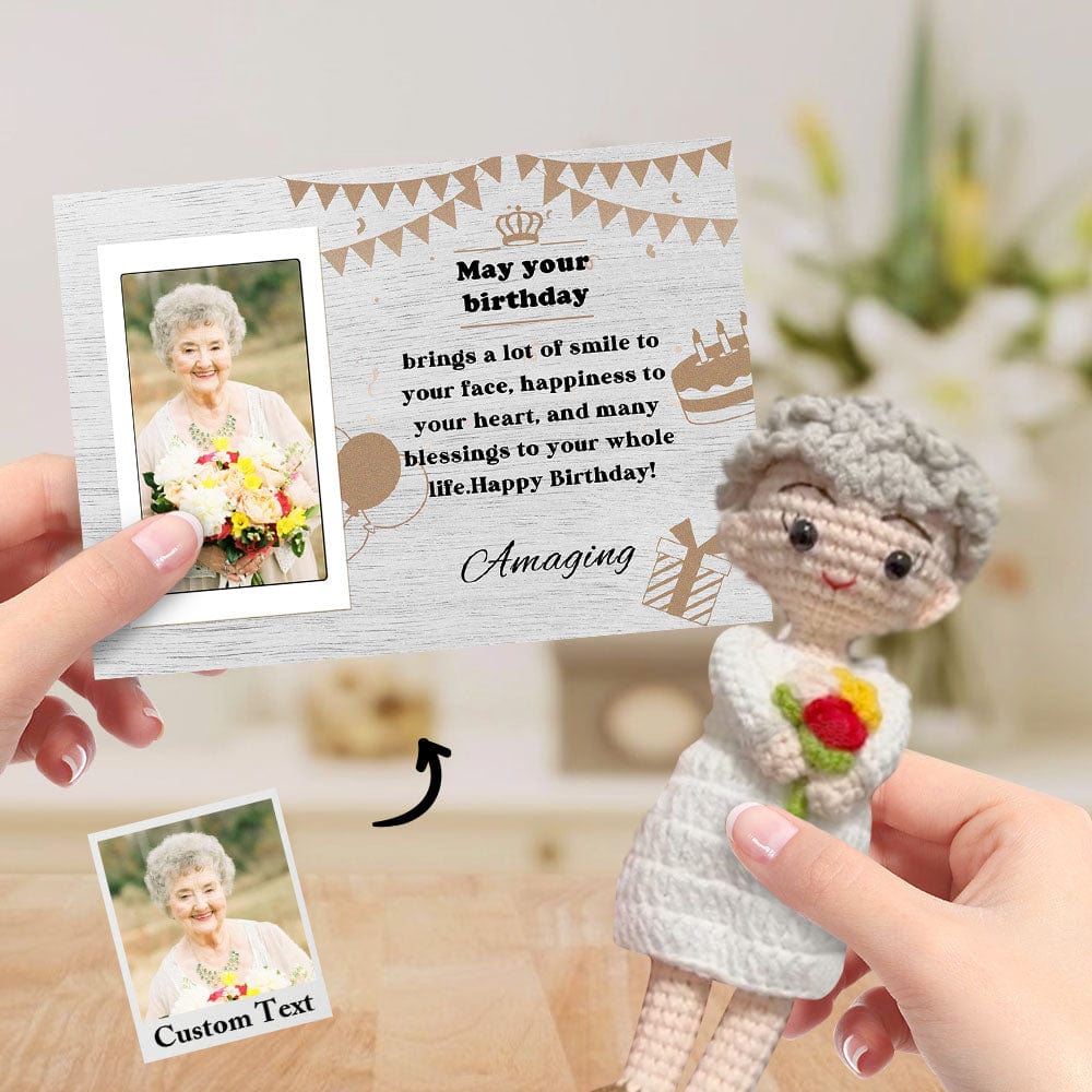 Birthday Gifts Custom Crochet Doll from Photo Handmade Look alike Dolls with Personalized Name Card - Giftlab