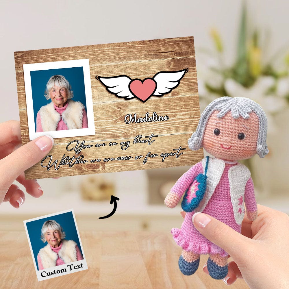 Custom Crochet Doll from Photo Handmade Look alike Dolls with Personalized Name Card Gifts for Grandma - Giftlab