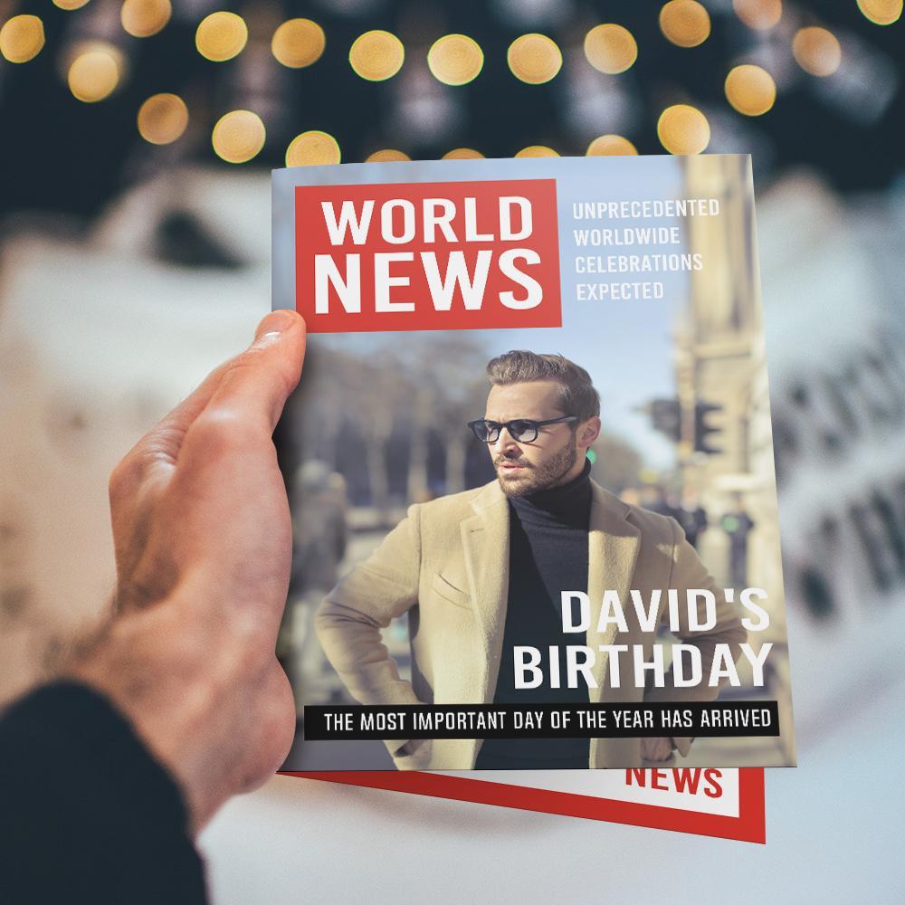 Custom Birthday Greeting Card Newspaper Birthday Card For Him - Giftlab