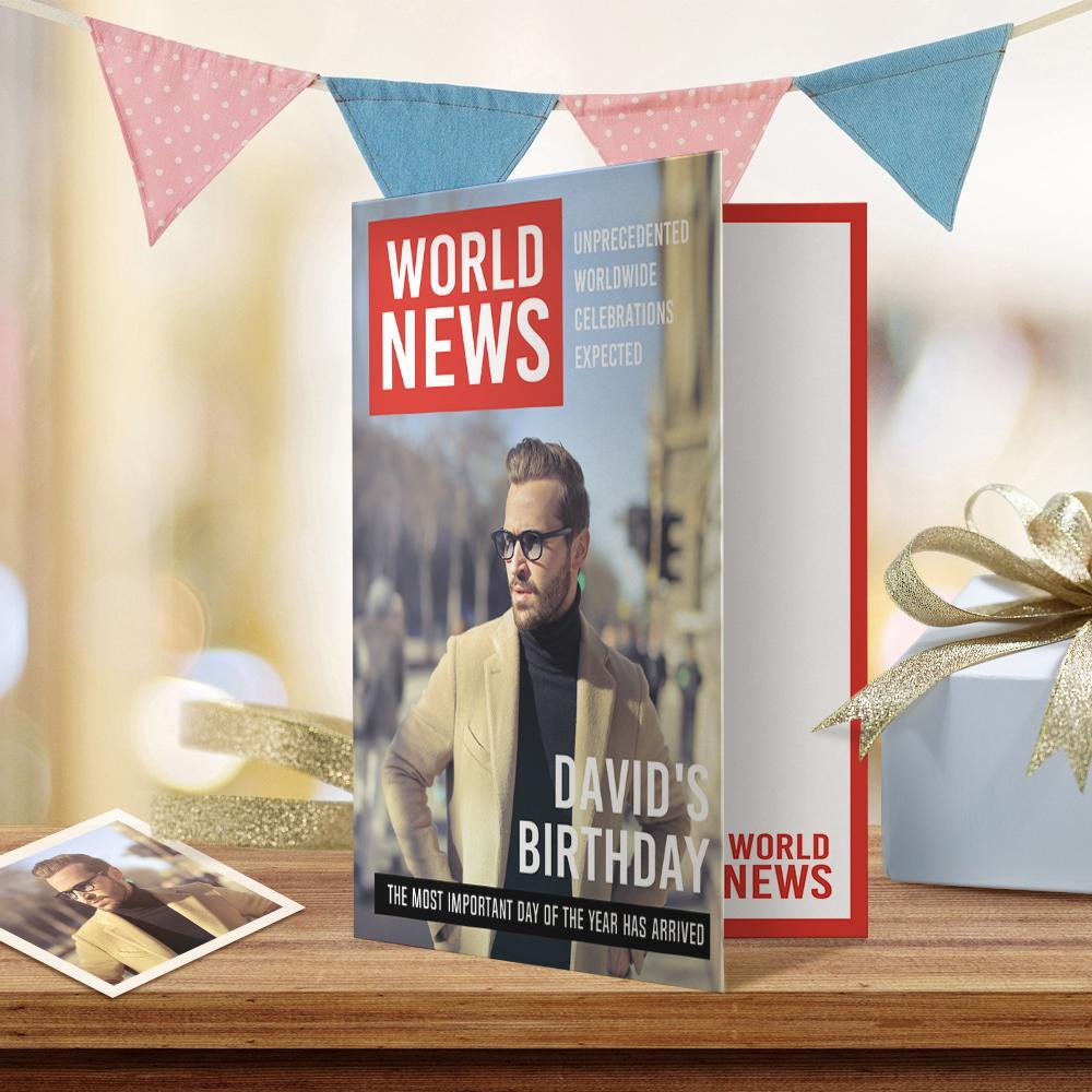 Custom Birthday Greeting Card Newspaper Birthday Card For Him - Giftlab