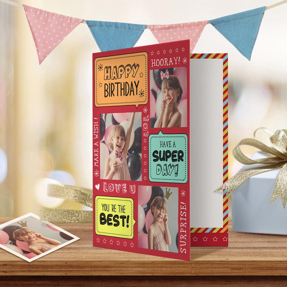 Custom Birthday Greeting Card 3 Pictures Happy Birthday Card to Kids - Giftlab