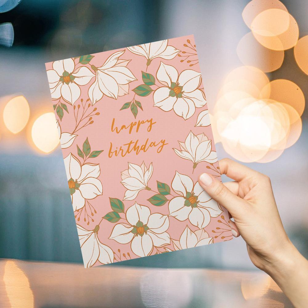 Personalized Happy Birthday Greeting Card Flowers Birthday Card For Her - Giftlab