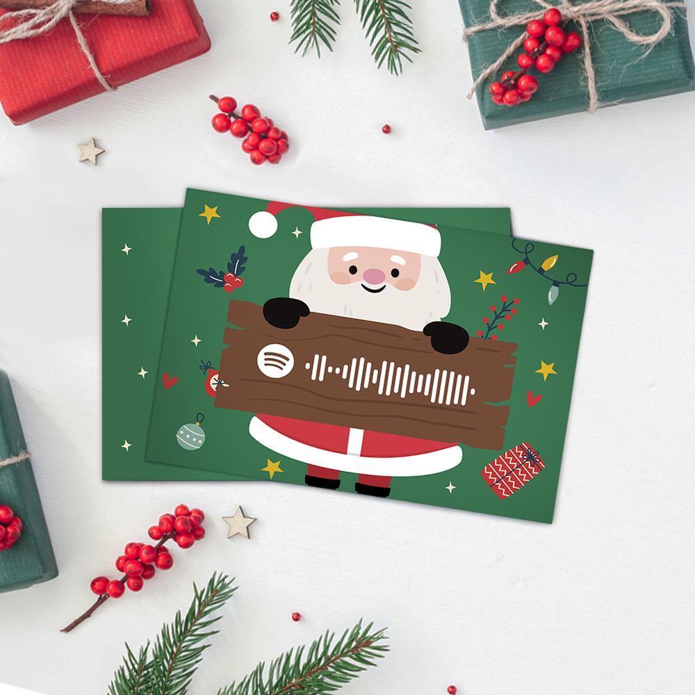 Merry Christmas Card with Spotify Code Santa Claus Christmas Gift Cards - Giftlab