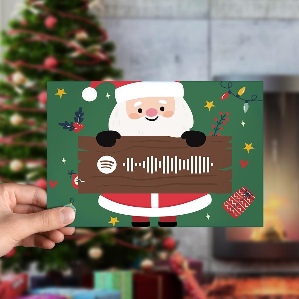 Merry Christmas Card with Spotify Code Santa Claus Christmas Gift Cards - Giftlab