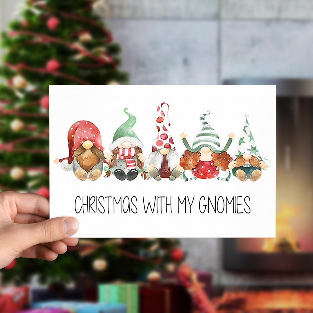 Gnomes Christmas Cards Holiday Card-Horizontal Card - Giftlab