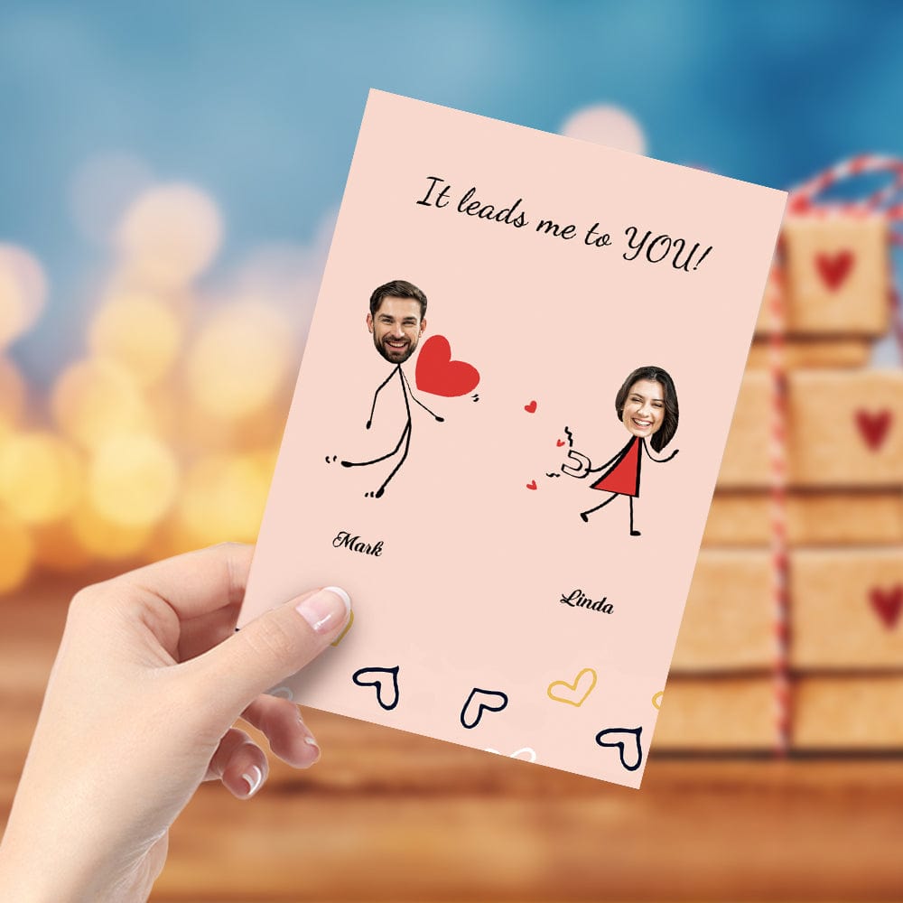 Personalized Valentine's Day Card Greeting Card It Leads Me to You Love Card - Giftlab