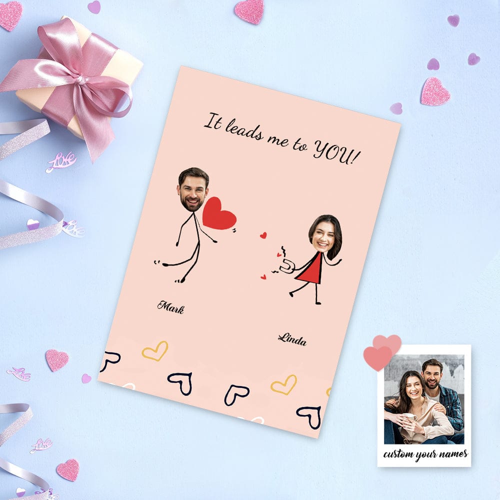 Personalized Valentine's Day Card Greeting Card It Leads Me to You Love Card - Giftlab