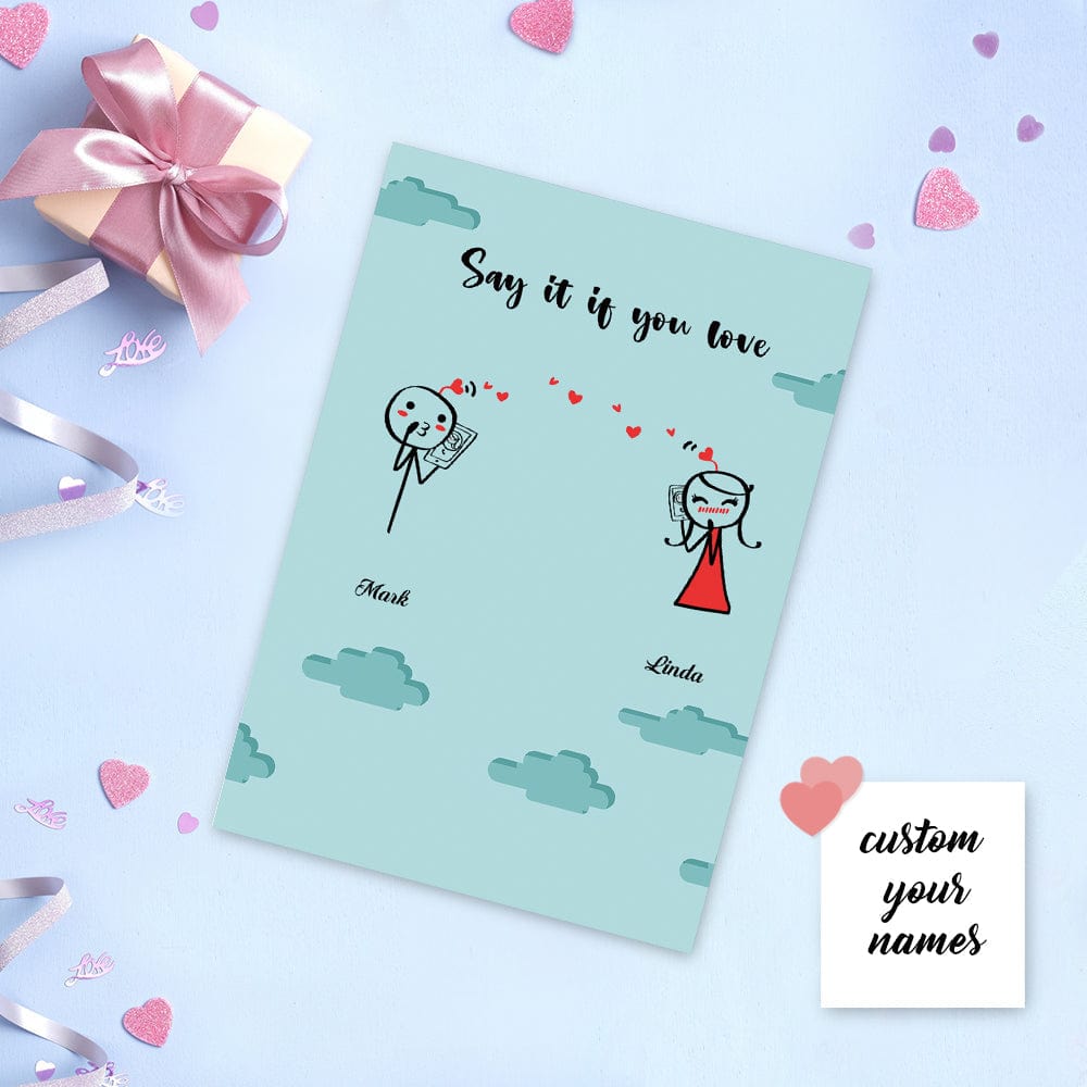 Personalized Valentine's Day Card Custom Names Card Greeting Card Say it If You Love - Giftlab