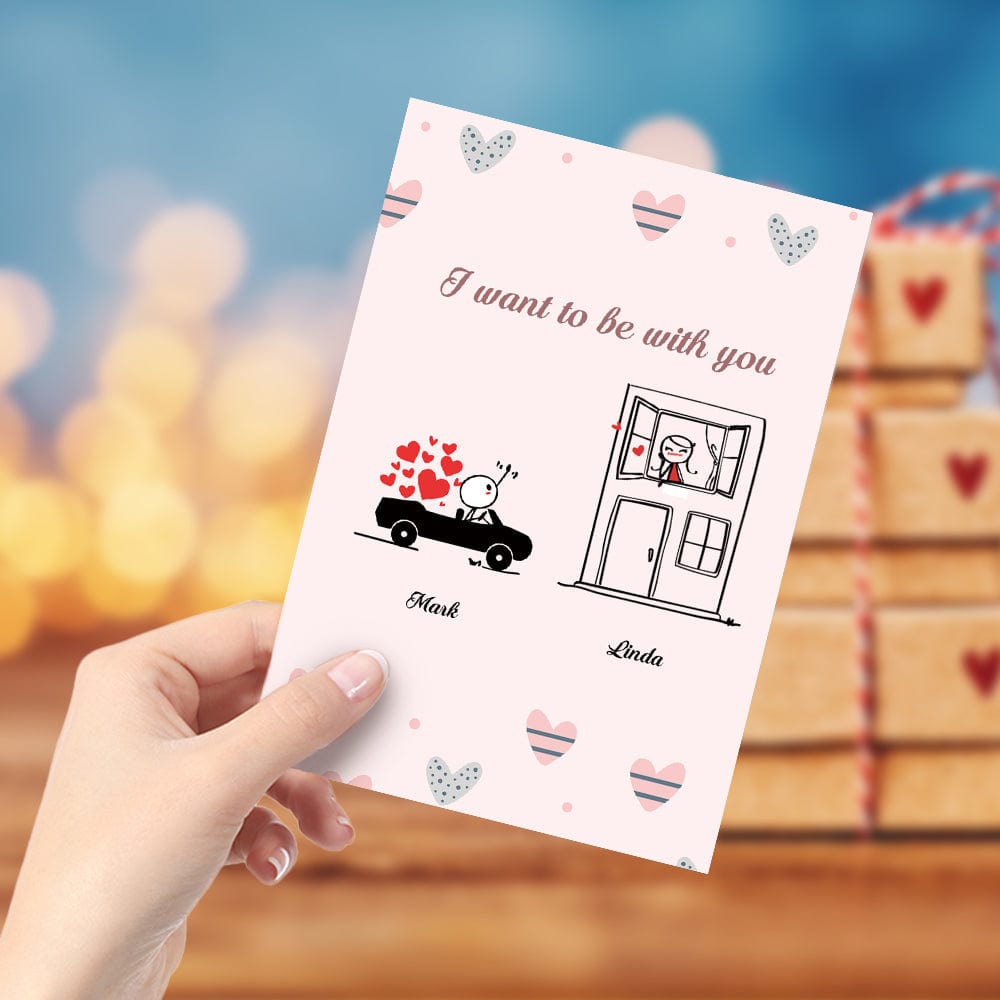 Personalized Love Card Greeting Card I Want to Be with You - Giftlab
