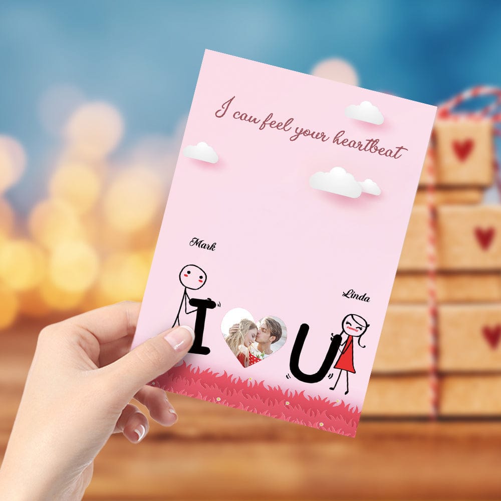 Personalized Valentine's Day Card Love Card Greeting Card I Can Feel Your Heartbeat - Giftlab