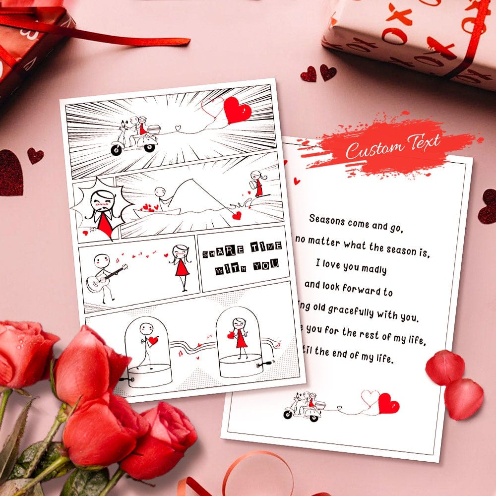 Custom Valentine's Card Boy Meet Girl Card Comic Greeting Card Anniversary Card - Giftlab