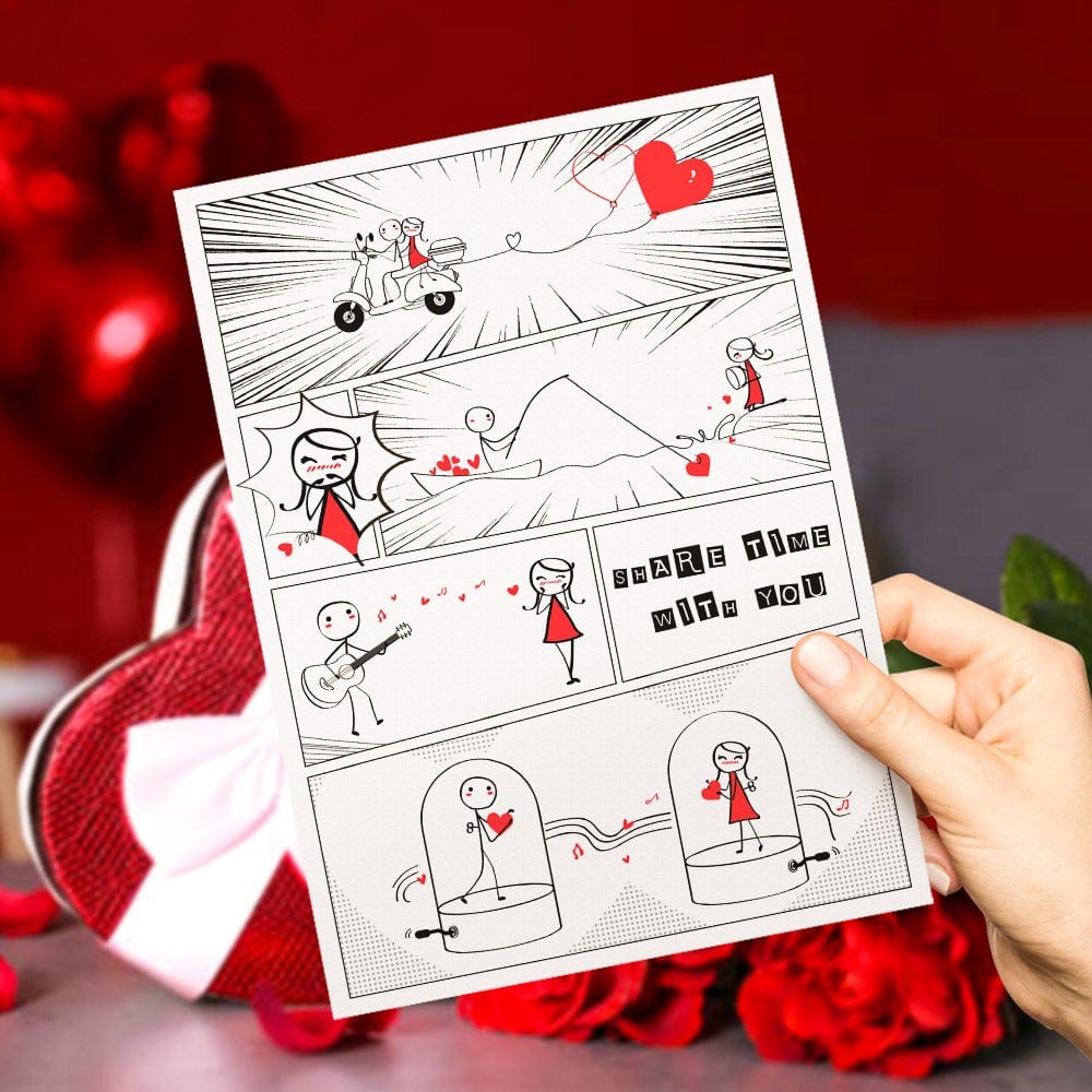 Custom Valentine's Card Boy Meet Girl Card Comic Greeting Card Anniversary Card - Giftlab