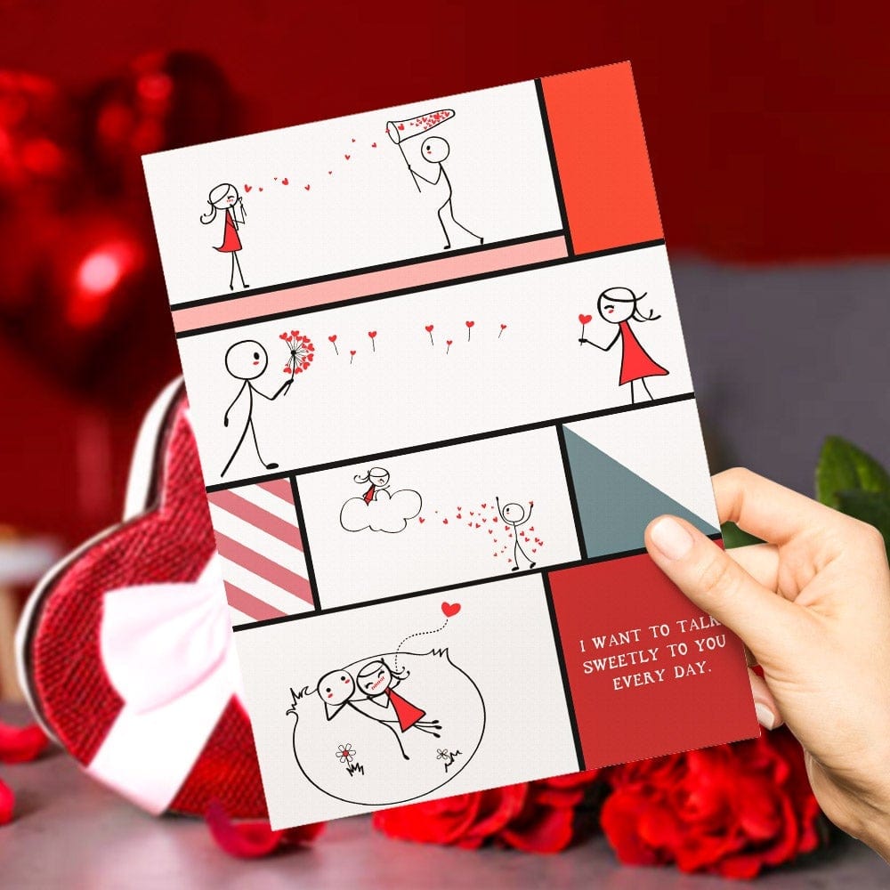 Custom Anniversary Card Boy Meet Girl Card Comic Greeting Card - Giftlab