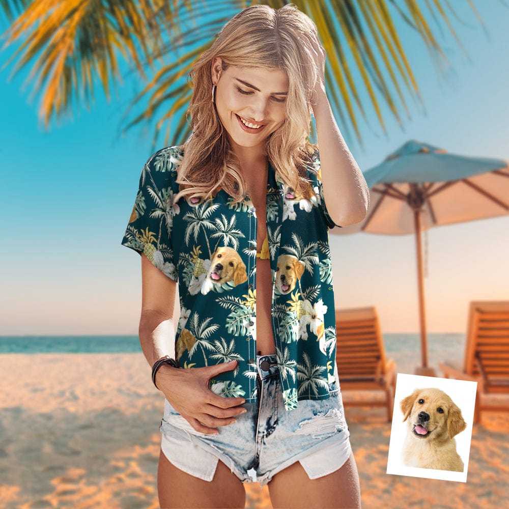 Custom Dog Face Hawaiian Shirt Funky Vintage Hawaiian Shirt Casual Button-Down Short Sleeve - Giftlab