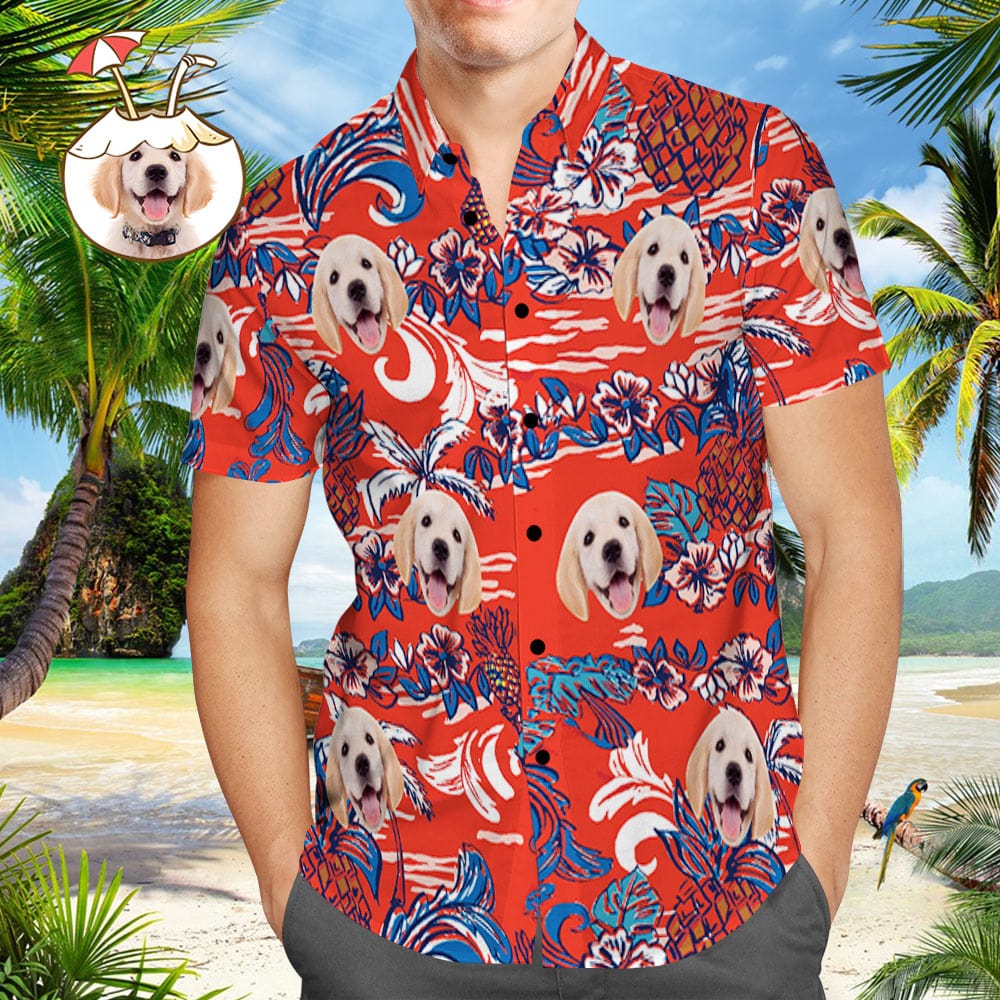 Custom Dog Face Hawaiian Shirt Personalized Beach Shirt Vintage Hawaiian Shirts for Men - Giftlab