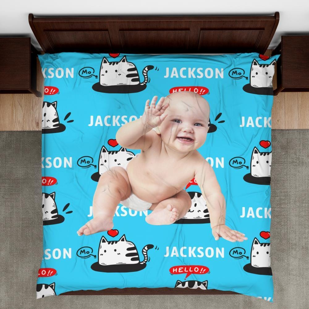 Personalized Quilt Cover Sets Custom Sheet - Kitten - Giftlab