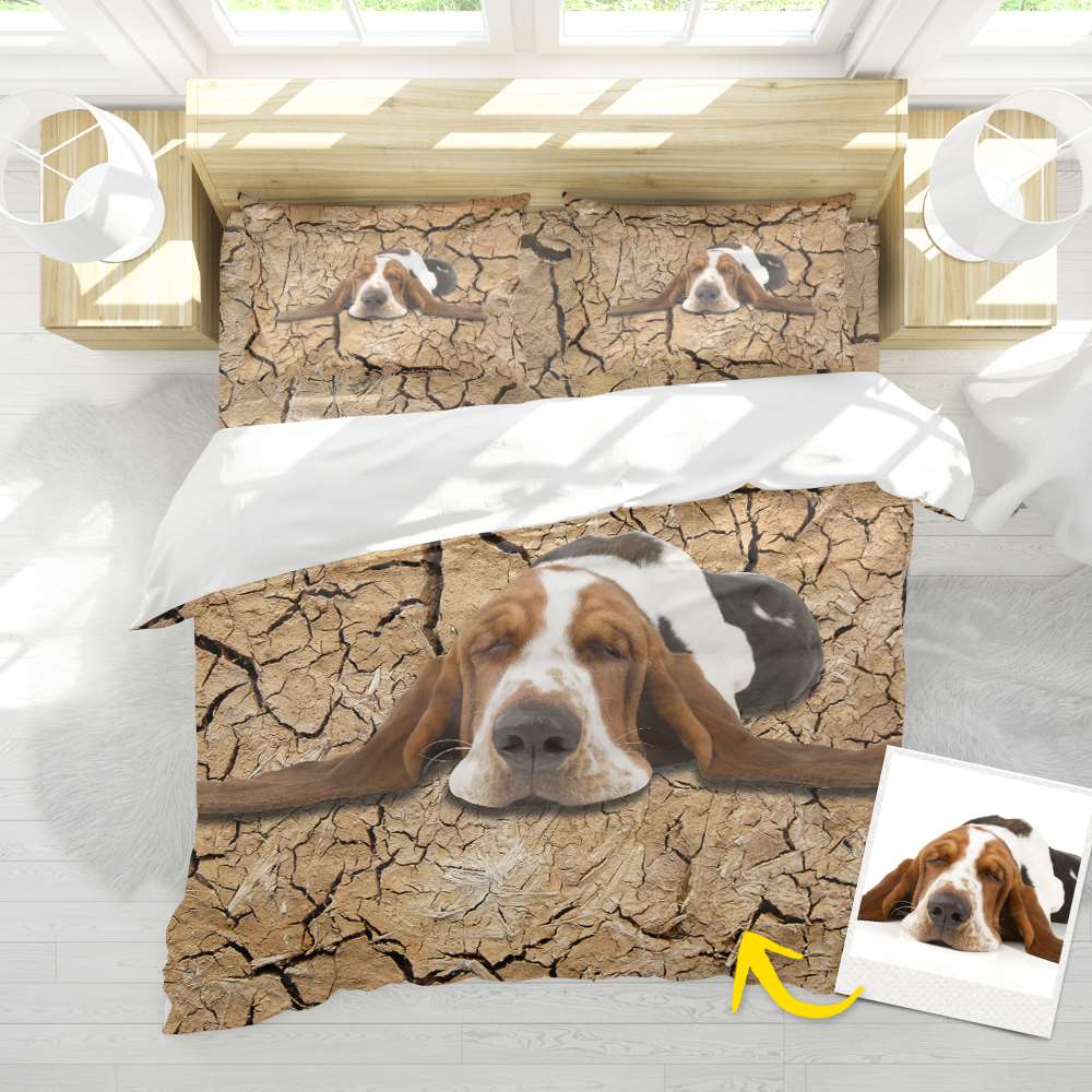 Custom Doona Cover Bed Sheet with Photo Bedroom Gifts for Dog Lovers - Brown - Giftlab