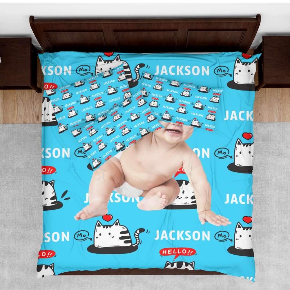 Personalized Quilt Cover Sets Custom Sheet - Kitten - Giftlab