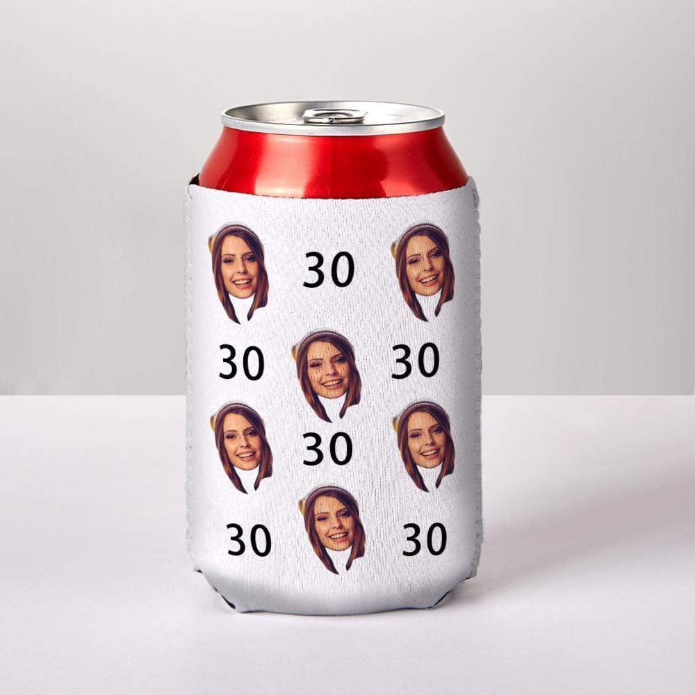 Custom Drink Koozie With Face Age Can Koozie Birthday Party Gifts White - Giftlab