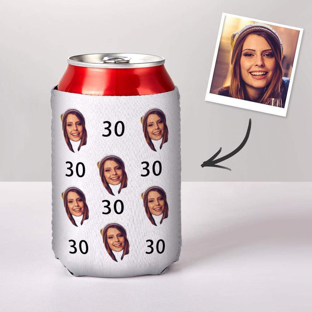 Custom Drink Koozie With Face Age Can Koozie Birthday Party Gifts White - Giftlab