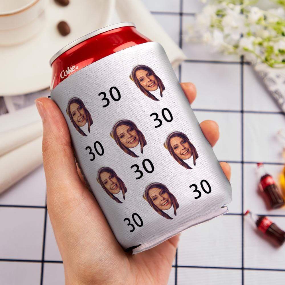 Custom Koozie With Face Age Stubby Holder Birthday Gifts Pink - Giftlab