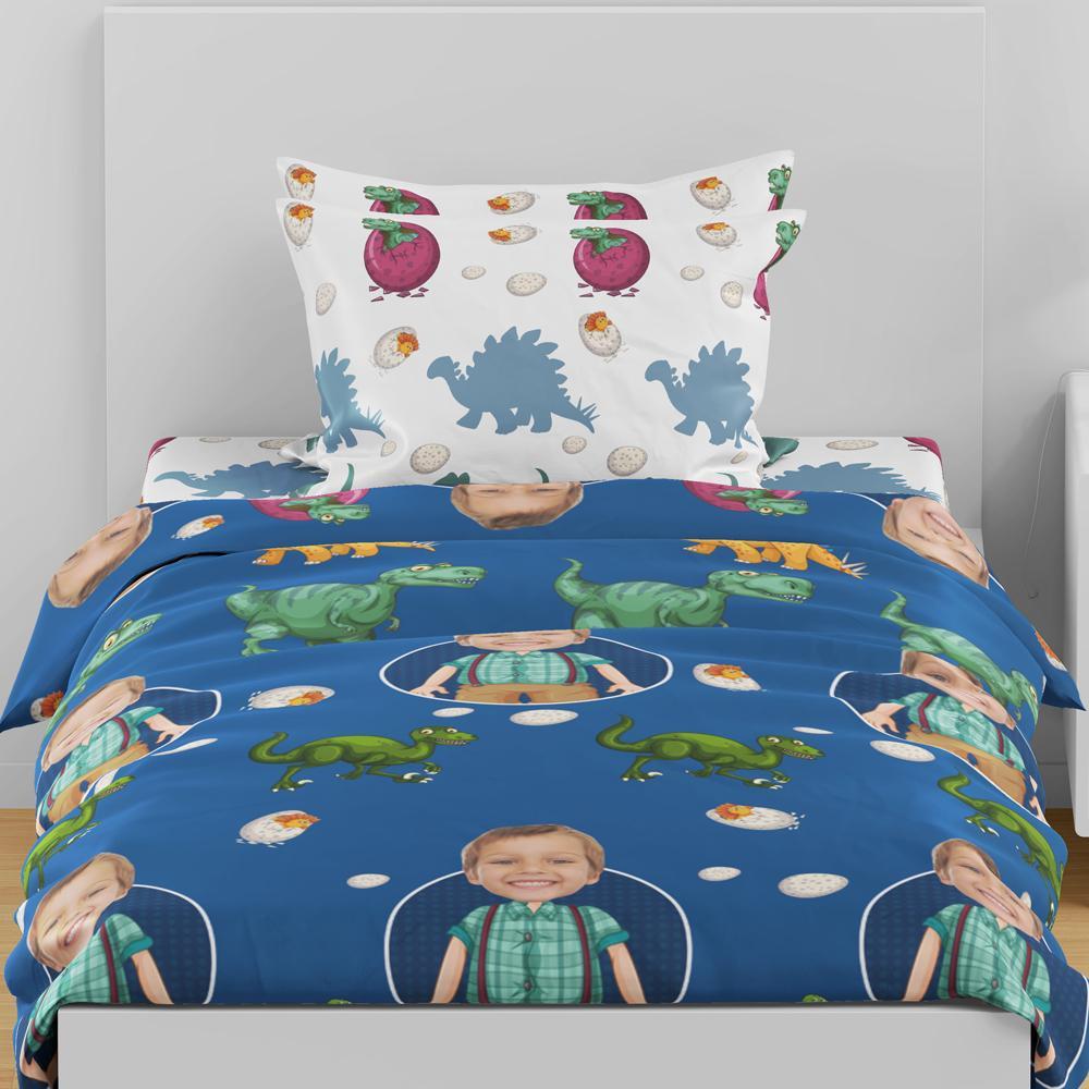 Custom Minime Bedding Set Duvet Cover With Dinosaur Elements Personalized Gifts For Kids - Giftlab