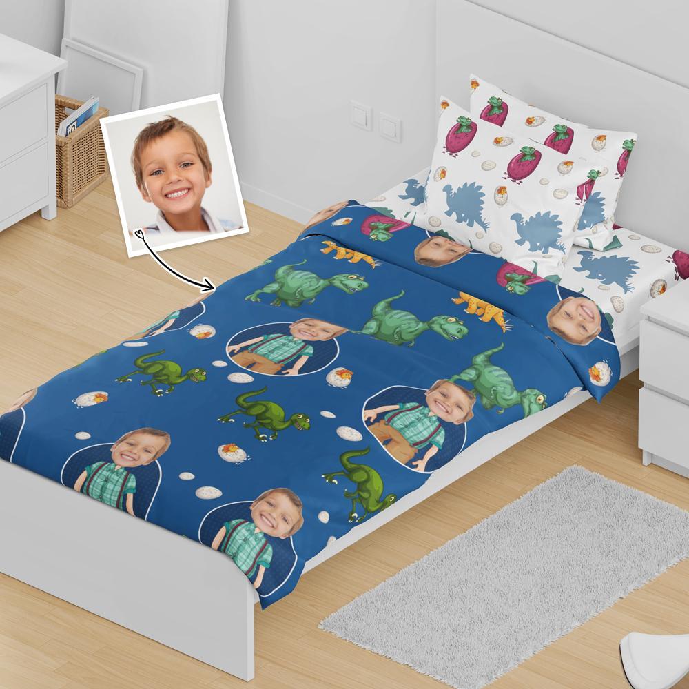 Custom Minime Bedding Set Duvet Cover With Dinosaur Elements Personalized Gifts For Kids - Giftlab