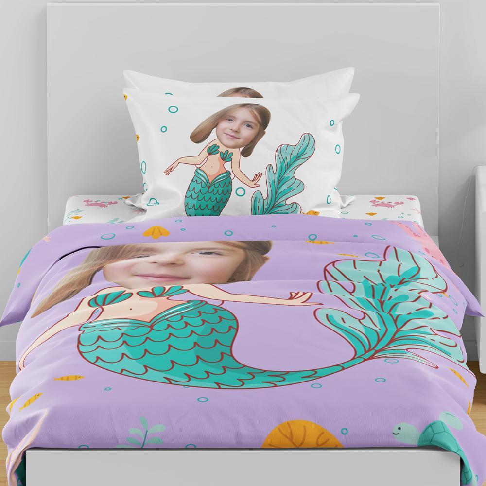 Personalized Mermaid Minime Bedding Set Pillow Casess Duvet Cover Gifts For Girl - Giftlab