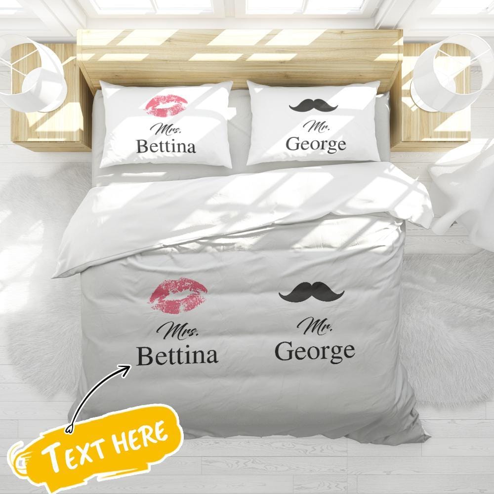 Custom Name Duvet Cover Double Bedding Set Wedding Gifts Valentines Day Gifts - Giftlab