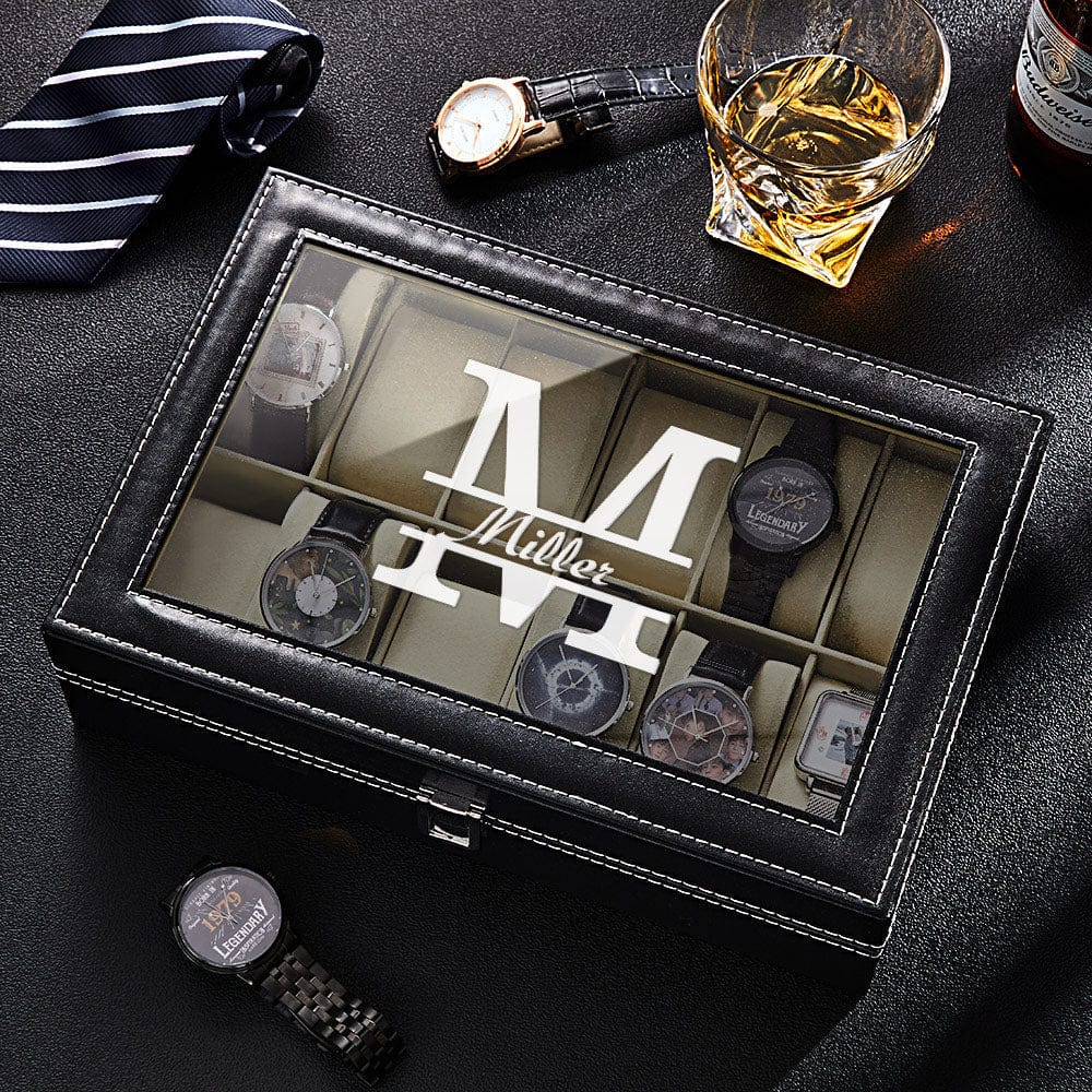 Personalized Wooden Watch Organizer Personalized Wood Watch Box For Men,  Vintage Timepiece Display, image size:1000x1000