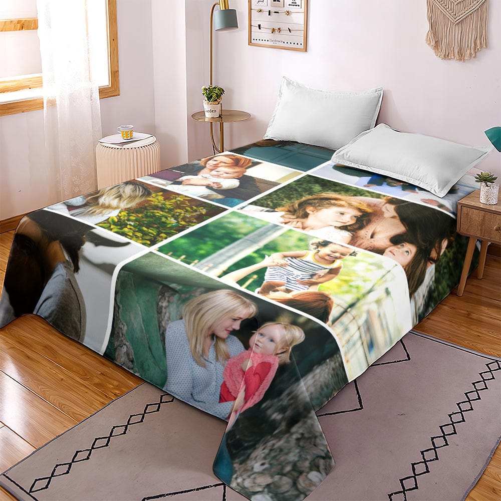 Custom Bed Sheet With Photos Mother's Day Gifts 1-9 Photos - Giftlab